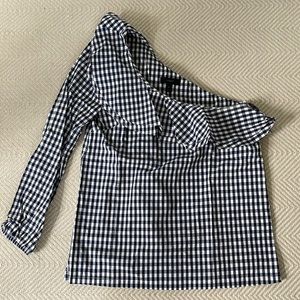 J crew Gingham one shoulder top